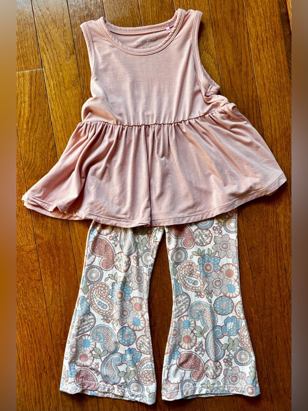 Angel Dear Pink Tank Top & Floral Paisley Pants Kids Matching Set